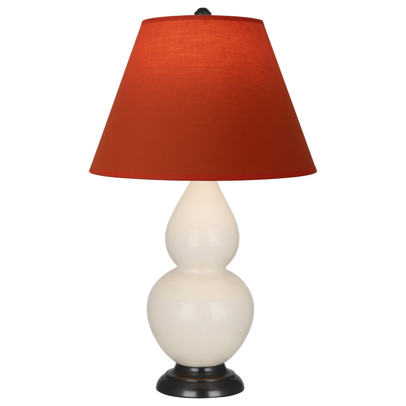 Petite lampe d'appoint à double gourde, Crème / bronze, Bleu marine/gris