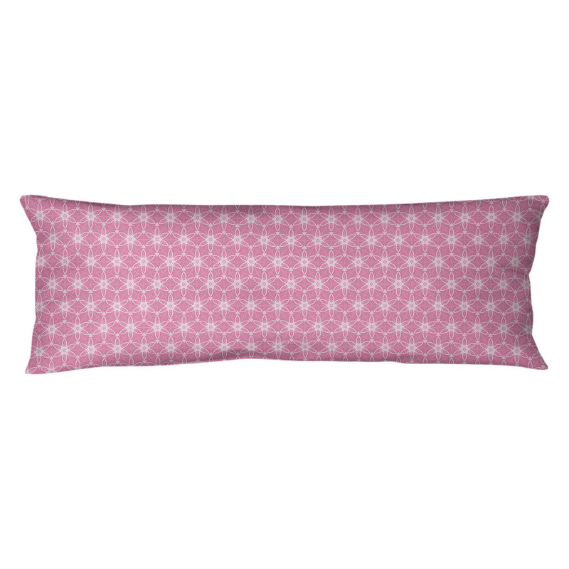 Coussin lombaire géométrique à cercles ornés, Bourre en polyester, Rose