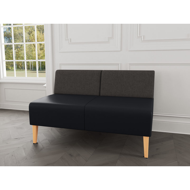 Causeuse sans accoudoirs Luxe Lounge, Bois naturel, Fumée Archetype / noir Modena