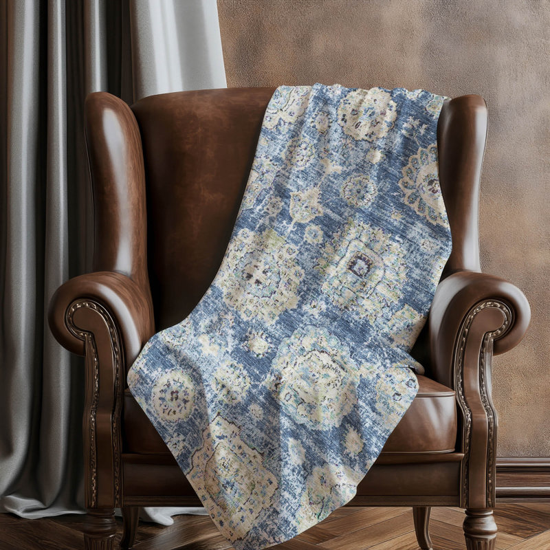Jeté à motif floral Addison Sherpa ASB634, Bleu