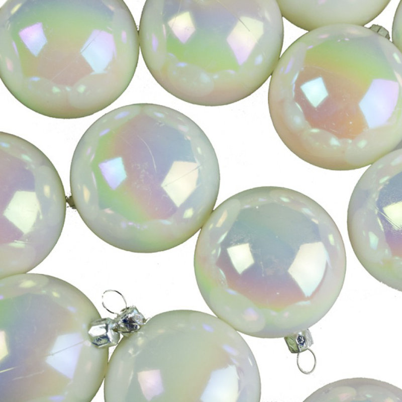 Bauble, 6cm H x 6cm W x 6cm D, White Iridescent Shiny