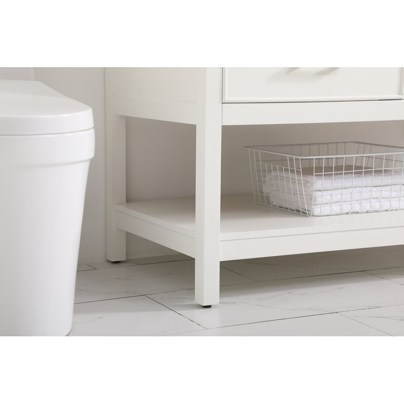 Sinclaire 42'' Single Bathroom Vanity with Engineered Marble Top, White