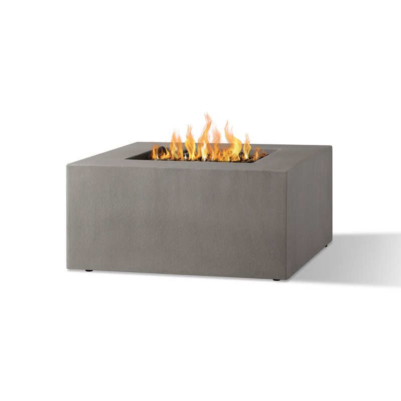 Estes Concrete Propane Fire Pit Table by Jensen Co., Flint, 19" H x 40" W x 40" D, Natural Gas