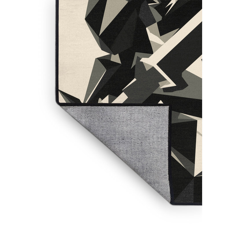 Tapis gris à motif géométrique lavable à la machine Alan Goblin Raider, 5 x 8
