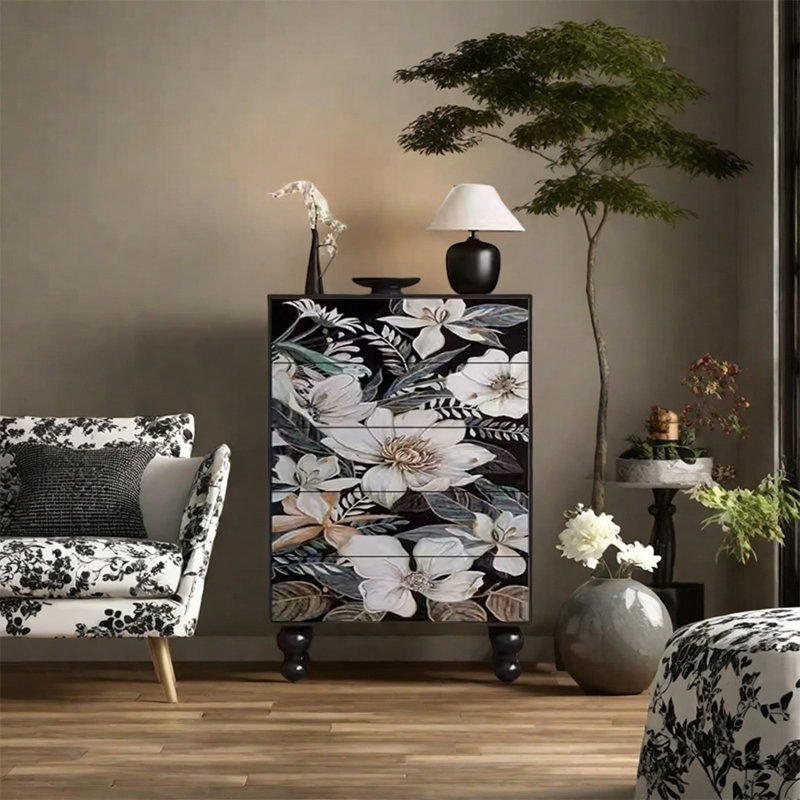 Armoire décorative en bois de noyer avec rangement