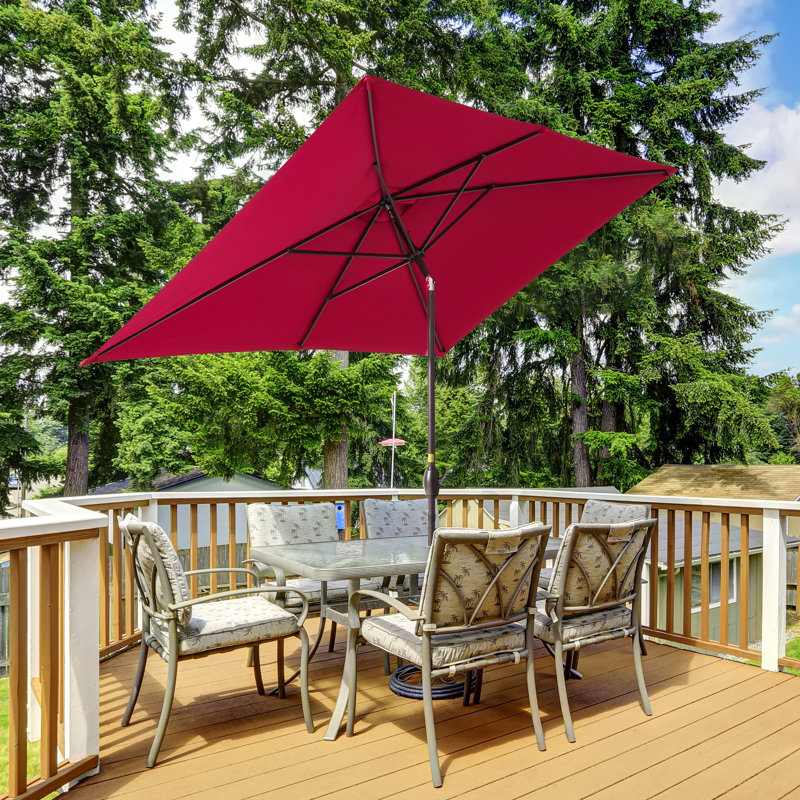 Parasol de marché rectangulaire 10' x 6,5', Rouge