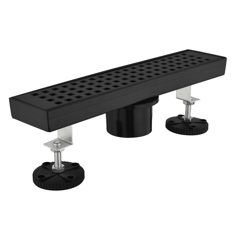 Drain de douche linéaire de 12 pouces avec grille quadrato amovible, drain de douche en acier inoxydable 304 et crépine inclus