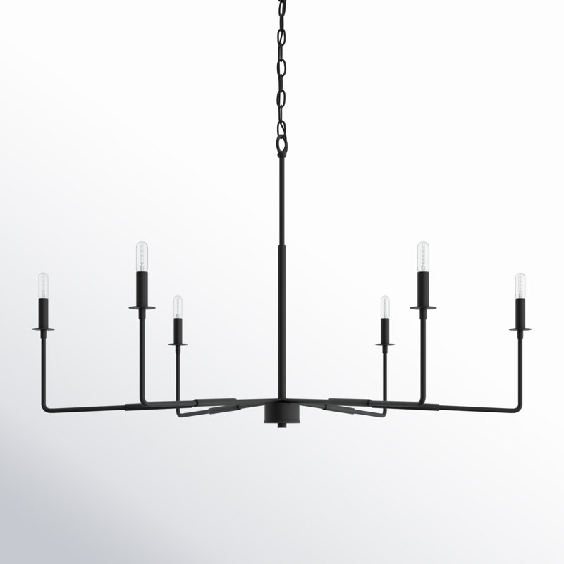 Alysa 6 - Light Candle Style Classic Chandelier in Matte Black, Matte Black