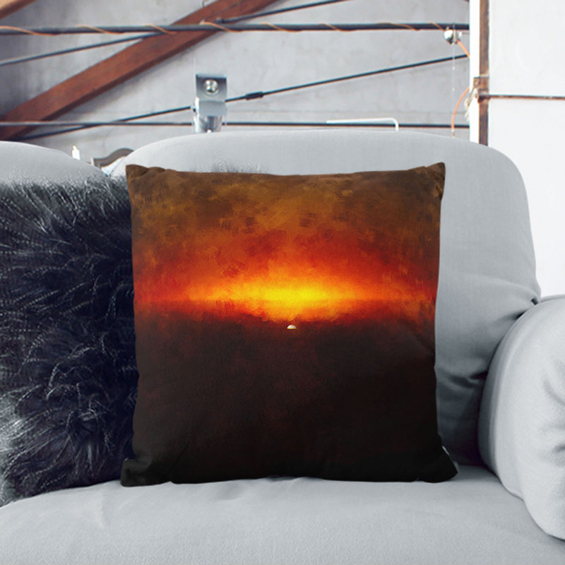 Striking Sunset Cushion with Filling, Black, 40cm H x 40cm W x 15cm D