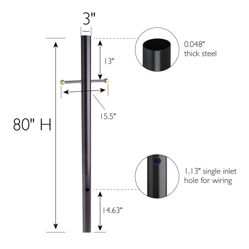 Kerys Lamp Post with Cross Arm, No, No, Black