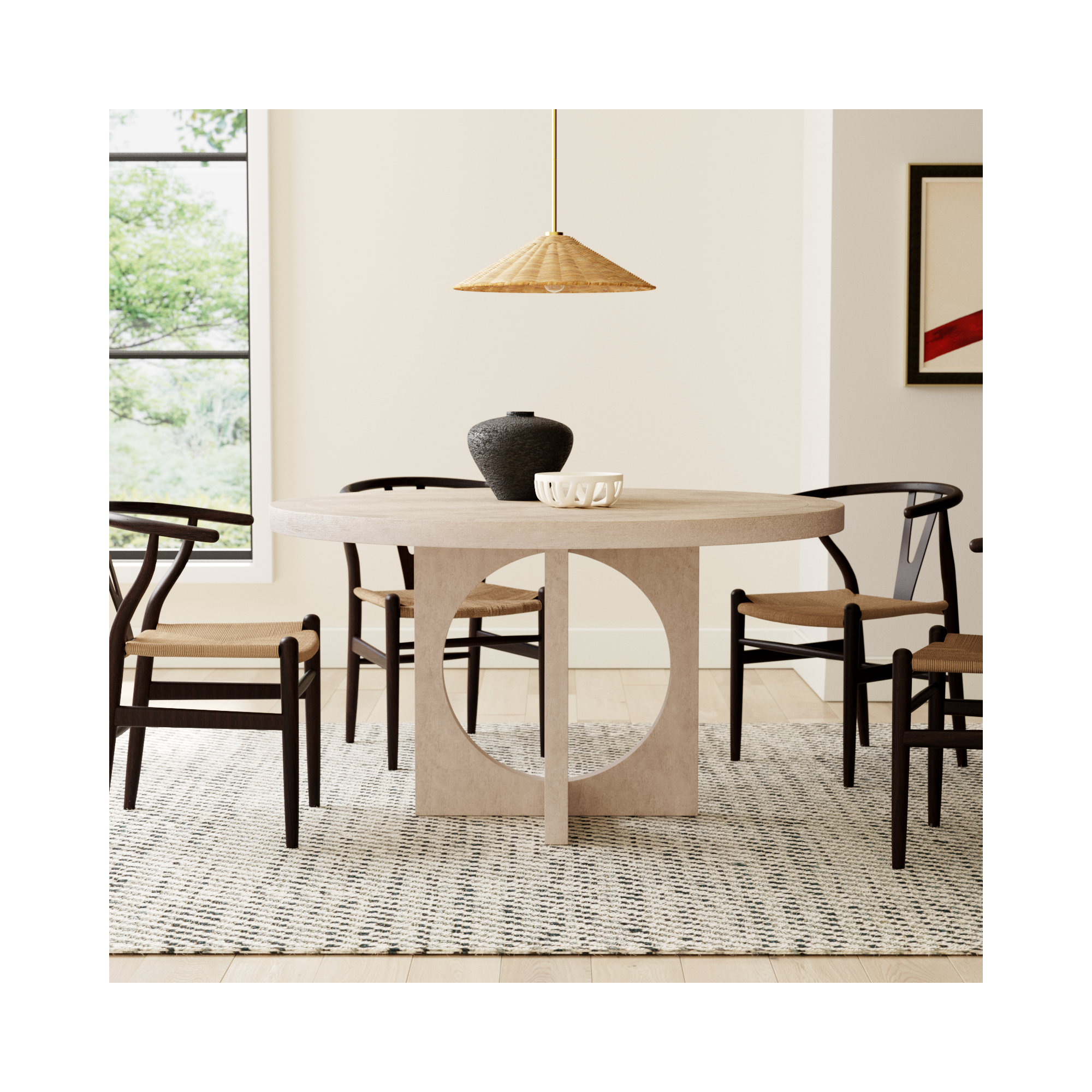 54'' Round Dining Table, Beige