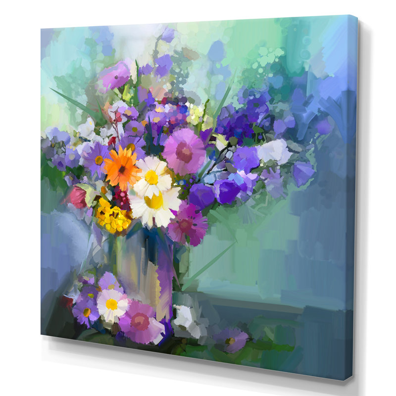 «Abstract Paintbrush Spring Flower Bouquet V», reproduction de cadre photo sur toile, H 30 po x l 30 po x P 1 po