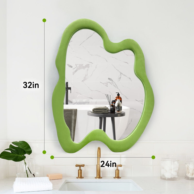 Miroir asymétrique en bois manufacturé Debanhy, 32 po x 24 po, Vert