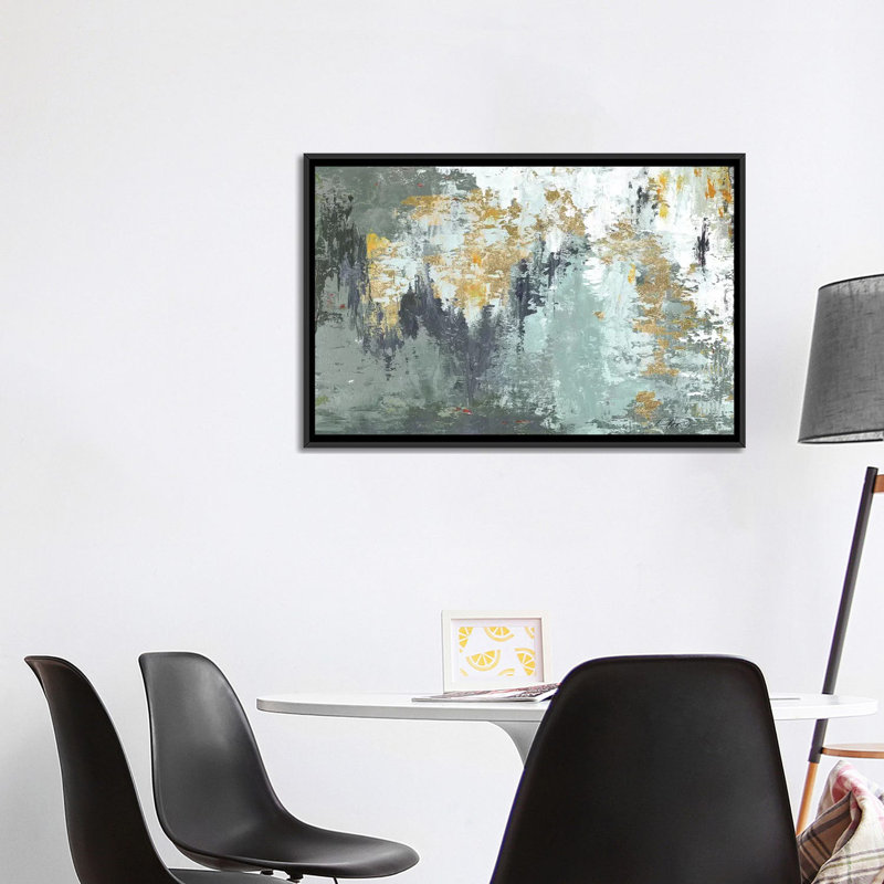 «Gold Magic» par Patricia Pinto - reproduction d'art, H 26 po x l 40 po x 1,5 po, Toile avec cadre noir, Pas de tapis