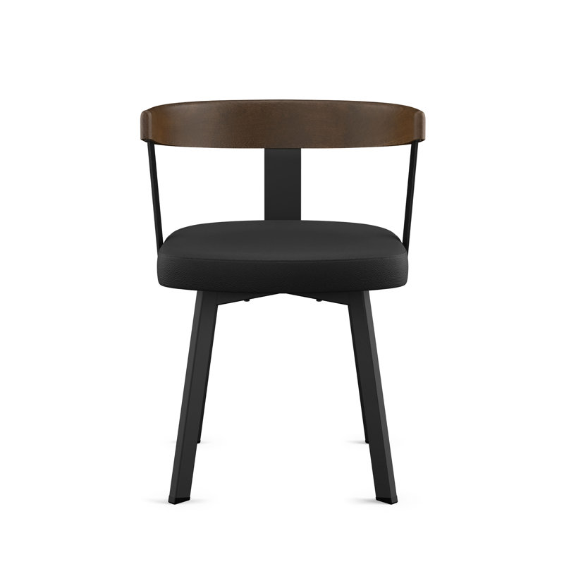 Drees Dining Chair with backrest and arms, Brown Wood/Black Legs, Black