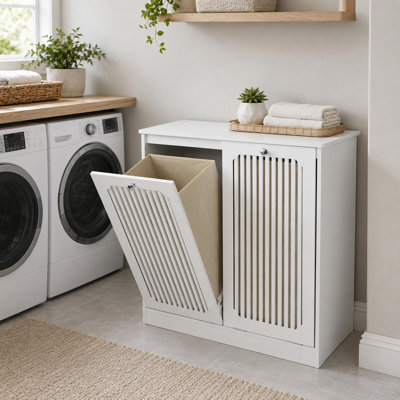 Armoire à linge double inclinable, armoire de rangement à persiennes à 2 sections