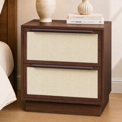Modern 2-Drawer Nightstand With Woven Fronts