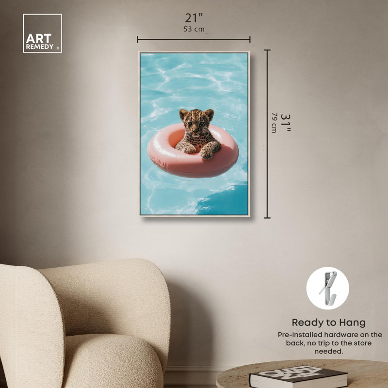 Art, art moderne, toile de tigre, H 31 po x l 21 po, Encadrement argenté