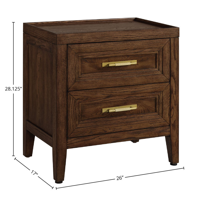 Syrine 2-Drawer Wooden Nightstand, Sable