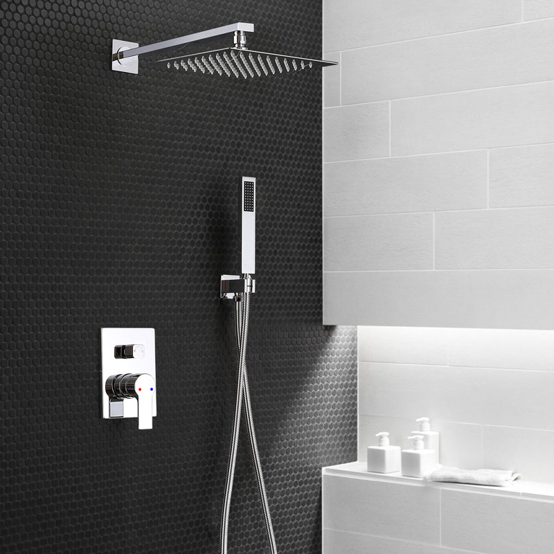 Système de douche mural complet avec valve anti-brûlure à pression équilibrée, Chrome