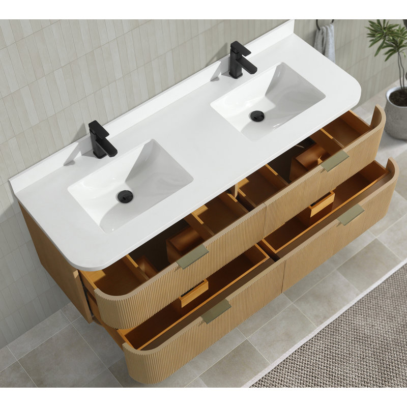 Meuble-lavabo double 60 po avec comptoir en quartz Bulloch