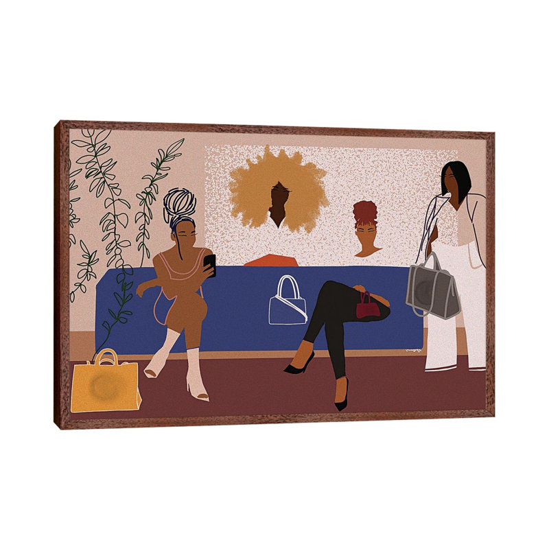All The Girls Want Telfar by DeeLashee - Print on Canvas, Classic Brown Wood Framed, 45.72cm H x 66.04cm W x 3.81cm D