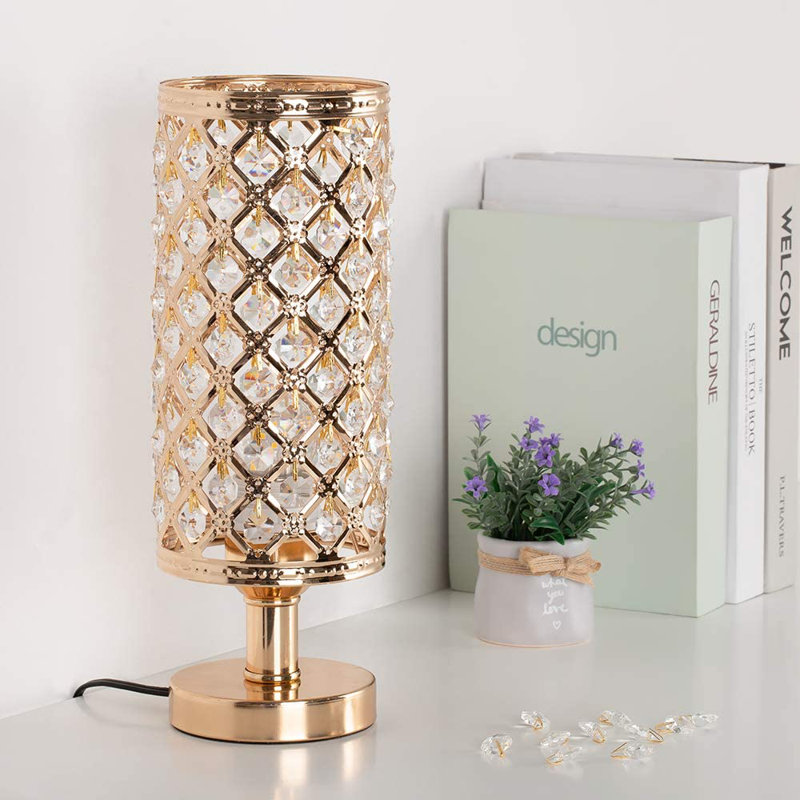 Set Of 2 Metal Table Lamps With Crystal Bead Shade Set Of 2 Metal Table Lamps With Crystal Bead Shade