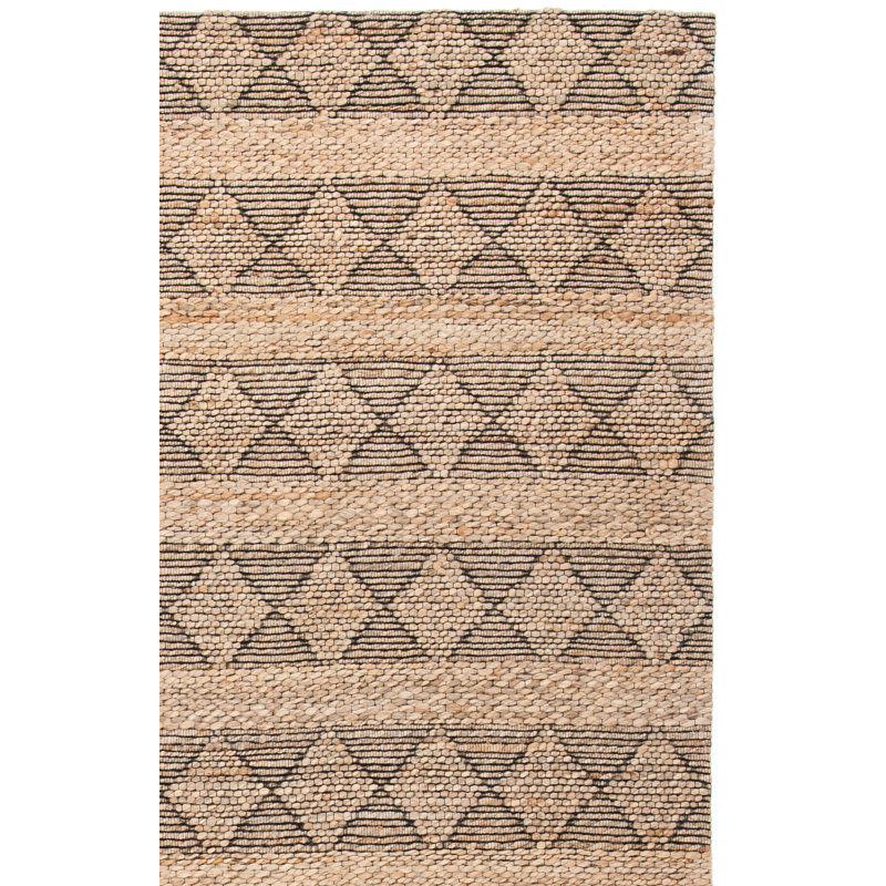 Tapis naturel / noir Irline en fibre naturelle 551, Rectangle 4 pi x 6 pi