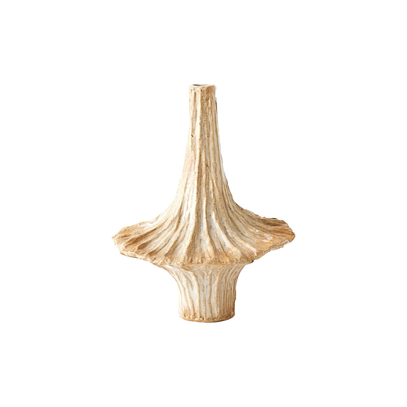 Bouteille décorative en céramique faite à la main Gamma, H 7 po x l 10 po x P 10 po, Crème