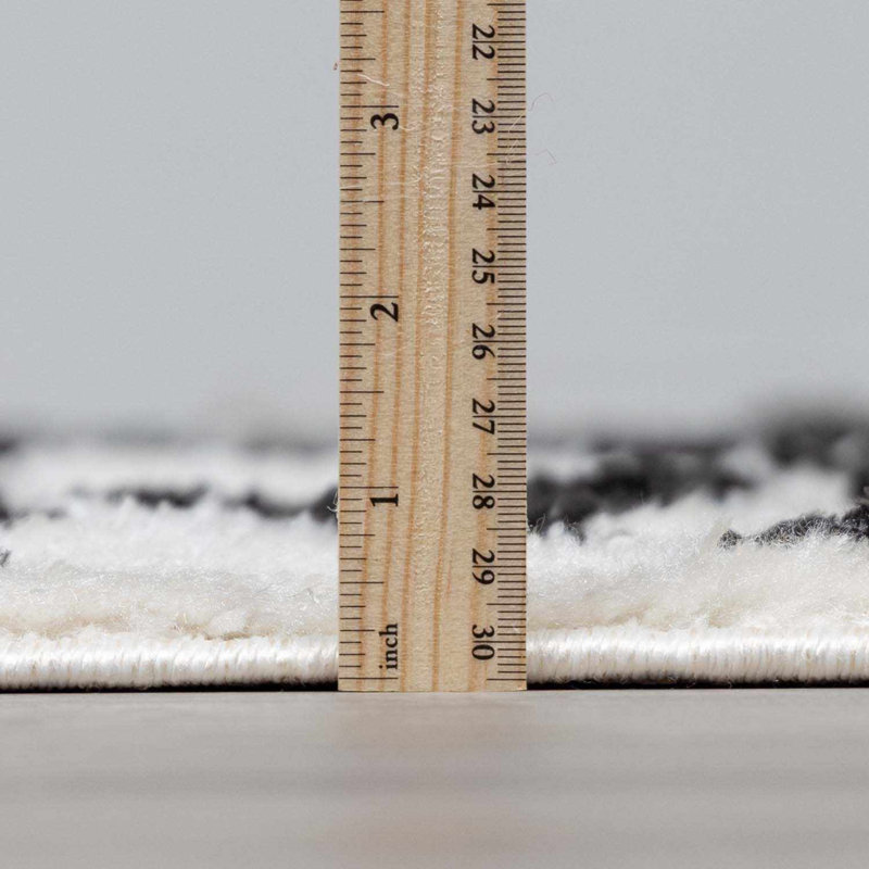 Tapis noir et blanc à imprimé animalier moderne Piacenza, Rectangle 8 pi 10 po x 12 pi