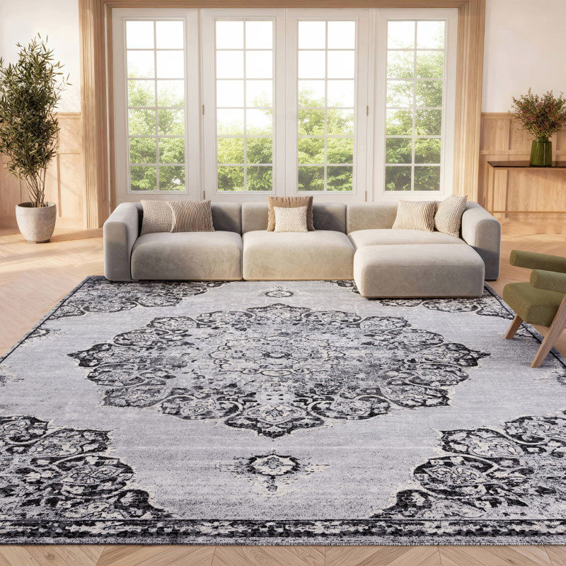 Tapis oriental gris / noir Sandstrom, Rectangle 8 pi x 10 pi