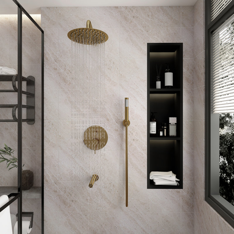 All-In-One Kit with Rough in-Valve, Brushed Gold