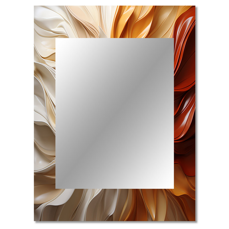 Sunlit Spiral - miroir abstrait en spirale, miroir mural décoratif beige, impression d'art en métal, 40 po x 30 po