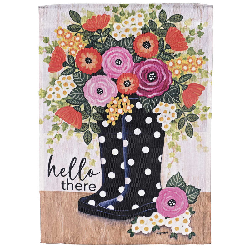 Drapeau de jardin «Hello There Floral Rain»