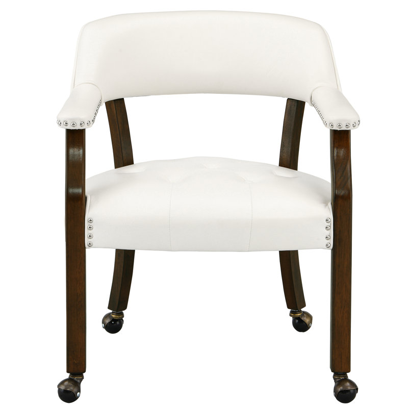 Chaise de poker avec accoudoirs pivotants capitonnés LUMera Collection - blanc, Blanc, Espresso