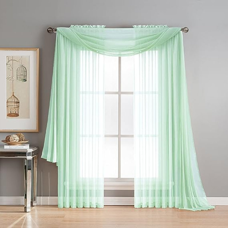 Sheer Window Scarf Single Panel, Mint