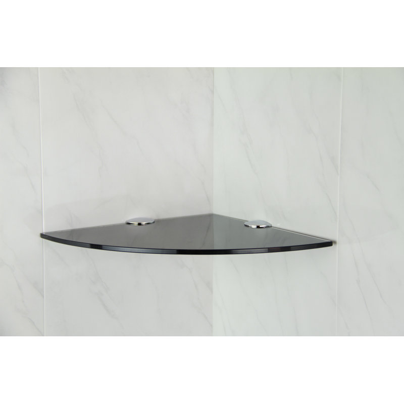 Fanney Triangle Glass Floating Shelf with Adjustable Shelves, 0.6cm H x 25cm W x 25cm D, Black