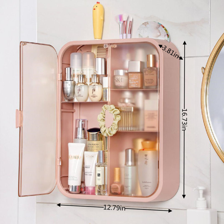 Modern Gold Bathroom Shelves Acrylic Cosmetic Storage Rack With Towel Bar  Wall Mount
