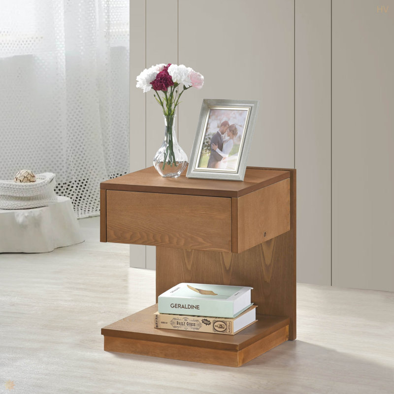 Table basse en bois avec tiroir, tablette