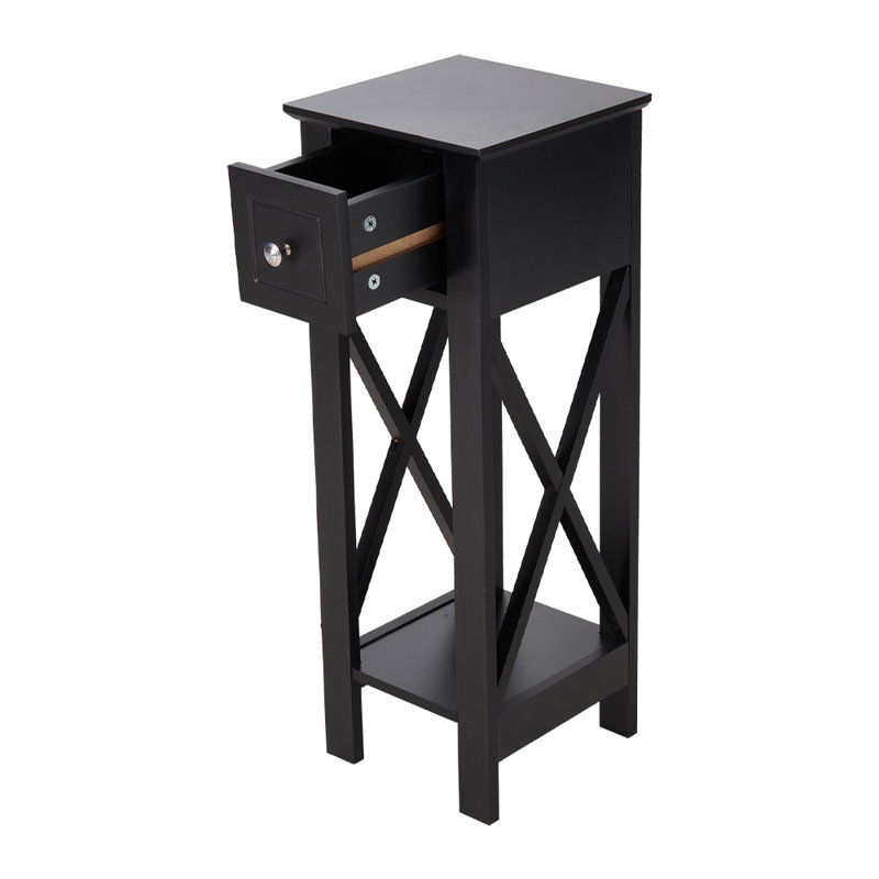 25cm W Bedside Table, Black 