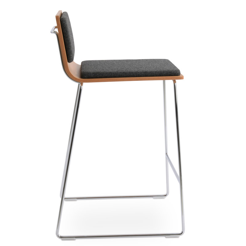 Tabouret de bar et de comptoir Seguin, Gris foncé, Bois de frêne naturel, Tabouret de comptoir (assise de 24 po de hauteur)