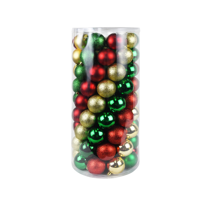 Ensemble d'ornement boule incassable 100 pièces, Rouge / Or / Vert