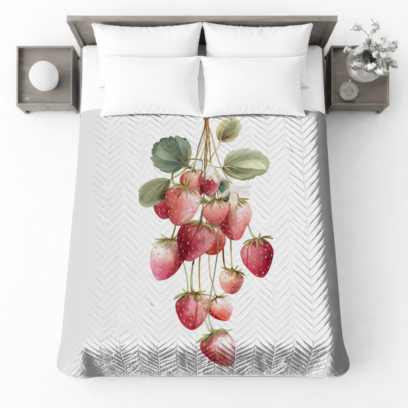 Couvre-lit aquarelle et fraises, Lit simple