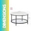 Omaya 2 Tier Round Marble Four Leg Coffee Table with Glass Shelf Living Room