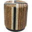 Sanjaya Banana Leaf Handmade Linear Wrapped Side End Brown Accent Table with Cream and Black Stripes-978137545
