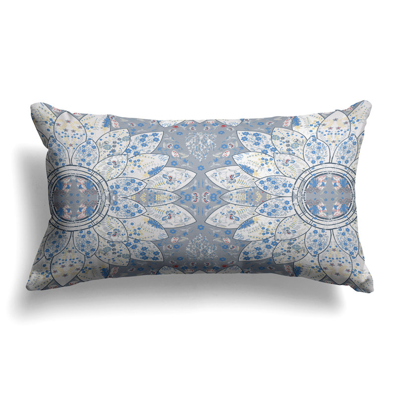 Floral Viceroy  Rectangular Throw Pillow, Blue/Gray