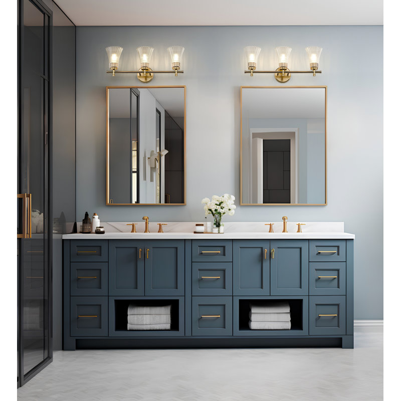 Maston Modern Vanity, Gold, 10" H x 24" W x 6.75" D, 3 Lights