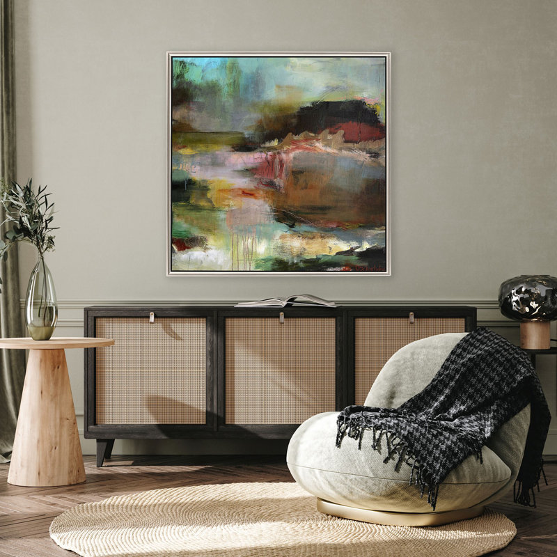 Sarah Lang Abstract Landscape Canvas in Warm Silver Frame