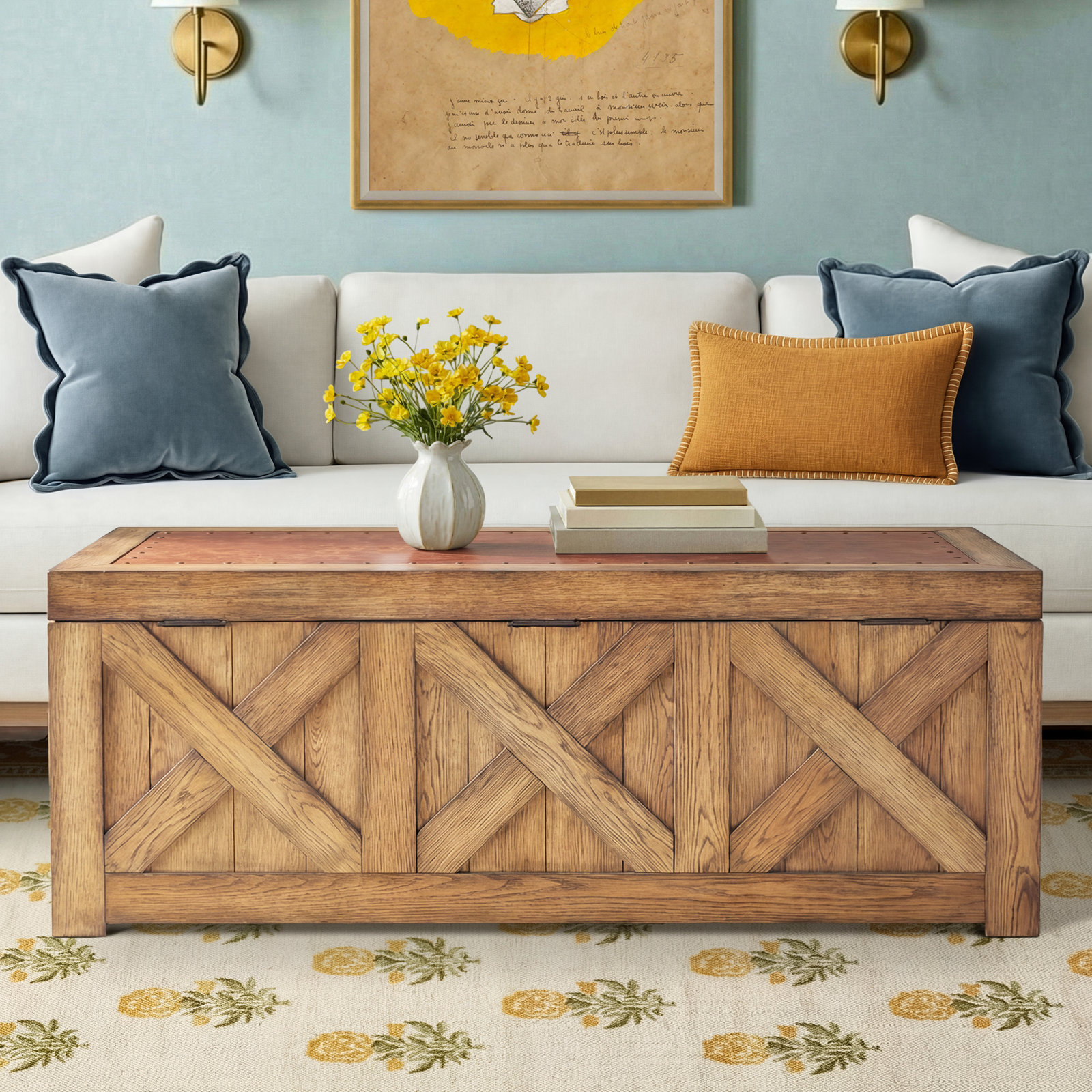 Country Living Vintage Market 50" Oak Cocktail Table