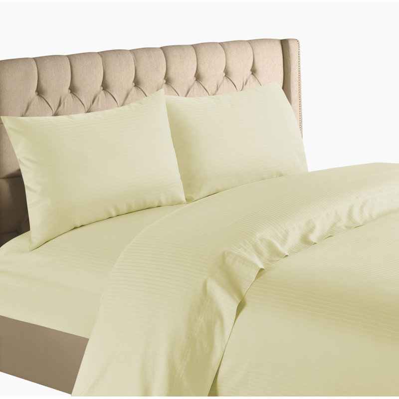  Ensemble de draps rayés en coton à 100 % rayé à densité du tissage de 1200 fils, Taupe